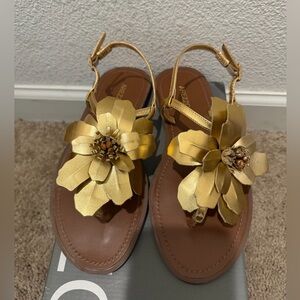 “New”Arezzo Gold Floral Sandals size6.5